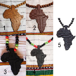 Collier Pendentif Africa Bois