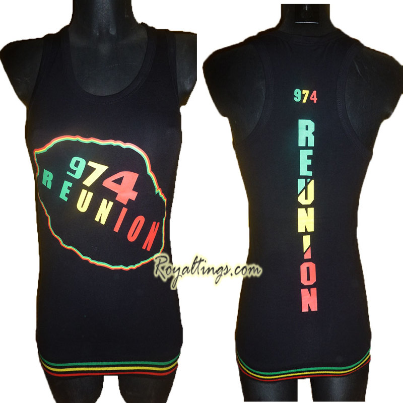 Debardeur Reunion 974 noir,vert ou blanc