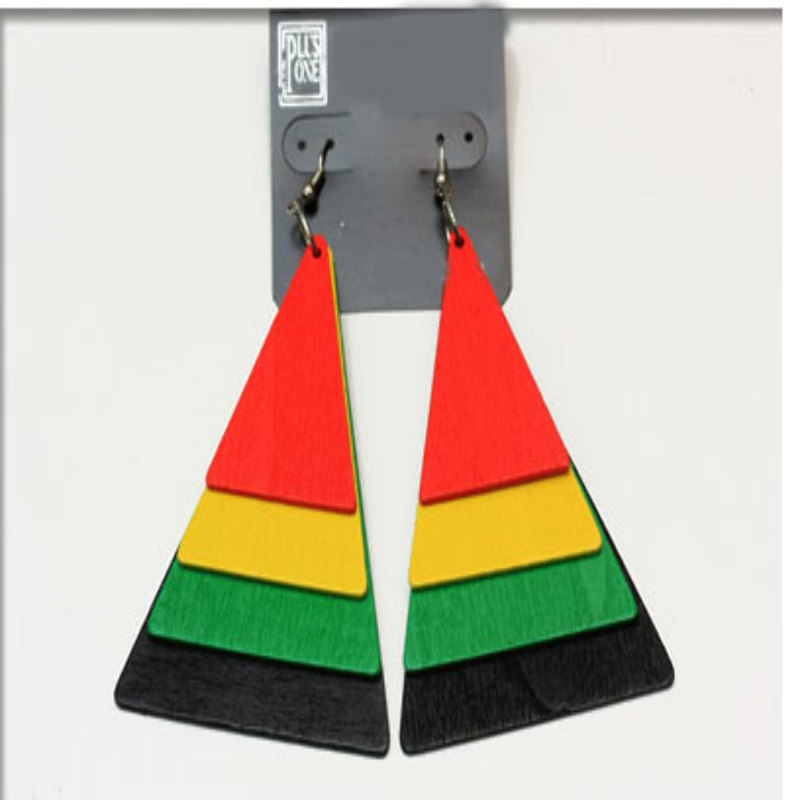 Boucles d oreilles rasta Pyramide Bois