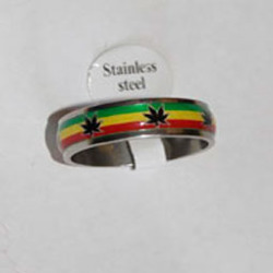 Bague Rasta leaf En Inox