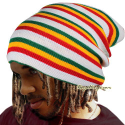 Bonnet Rasta Dreadlocks Stripe blanc ou noir
